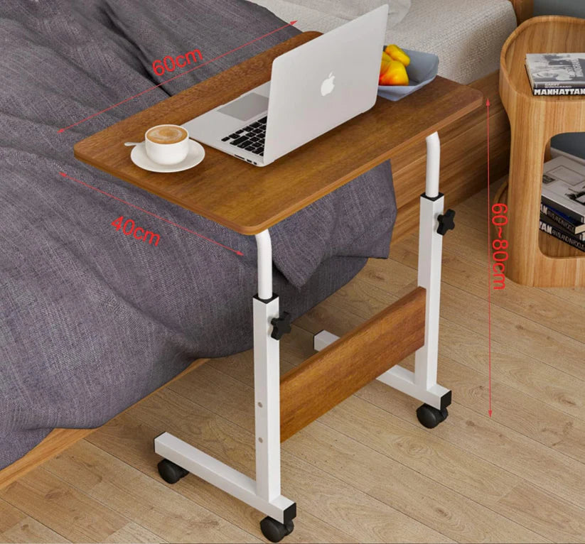 Adjustable laptop table height mechanism close-up