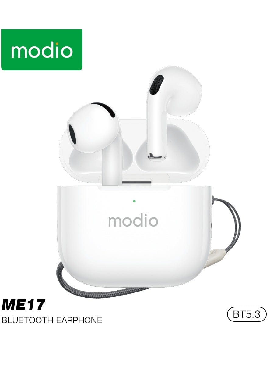Modio ME17 wireless Bluetooth earbuds with charging case