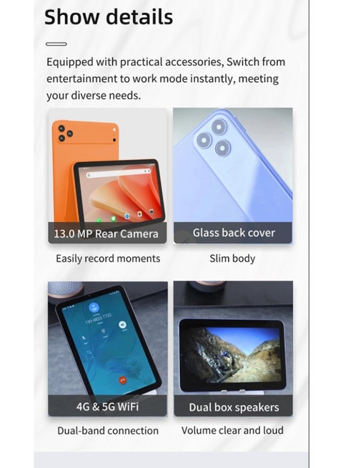 Oteeto Tab 20 10.1" Android Tablet – 12GB RAM, 512GB Storage, Dual SIM, 10000mAh Battery product image 2