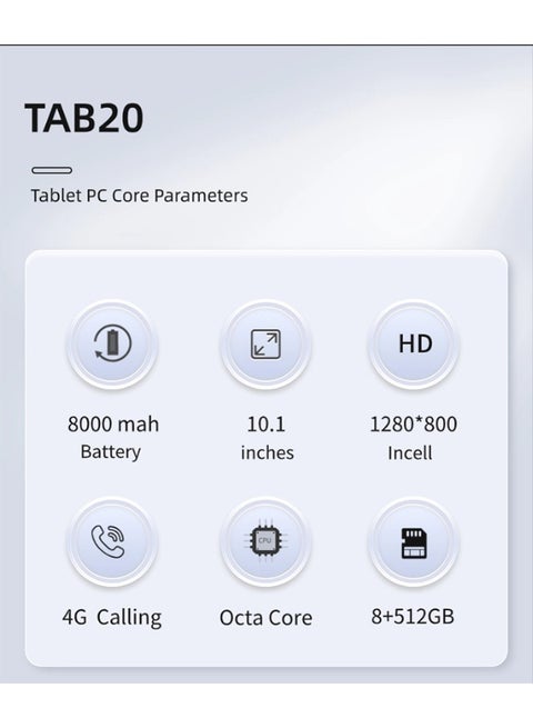 Oteeto Tab 20 10.1" Android Tablet – 12GB RAM, 512GB Storage, Dual SIM, 10000mAh Battery product image 8