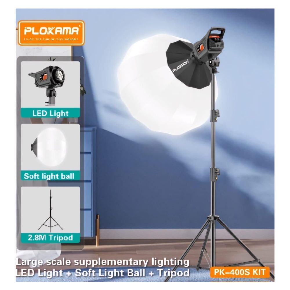 PLOKAMA PK-400S 100W LED Video Light Kit with Softbox & 2.8M Tripod – Professional Photography & Studio Lighting Kit A product image 3