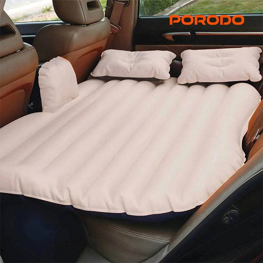Porodo car travel bed inflated in back seat