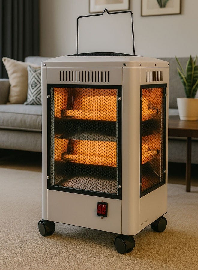 Compact quartz heater for living room and home use