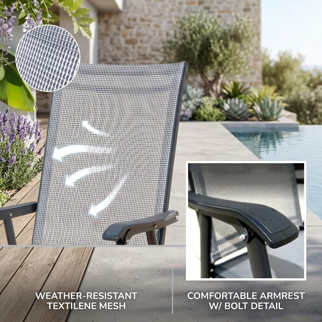 Square 80x80cm black folding outdoor table top view