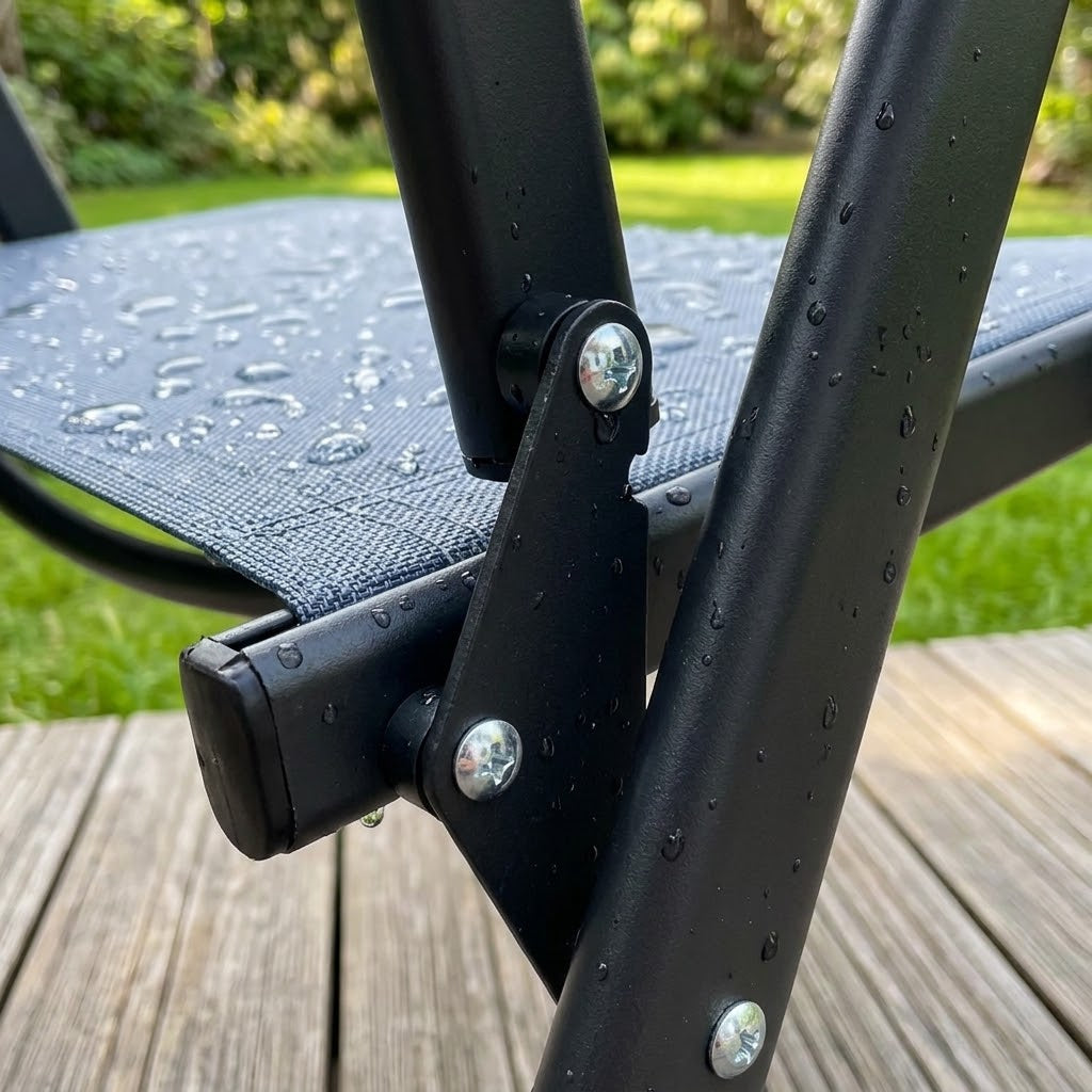 Square 80x80cm black folding outdoor table top view