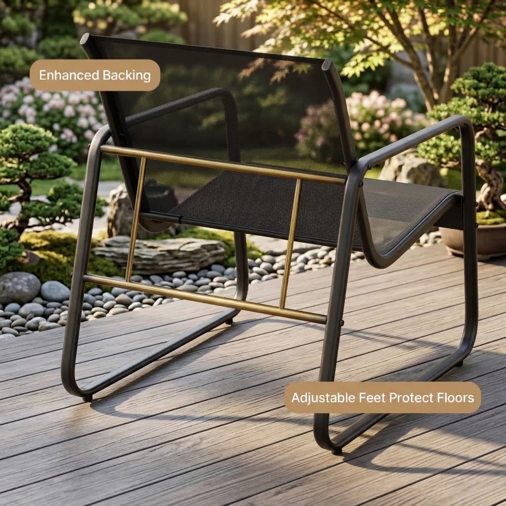 Rust-proof steel frame of outdoor loveseat and coffee table compared with a rusty frame