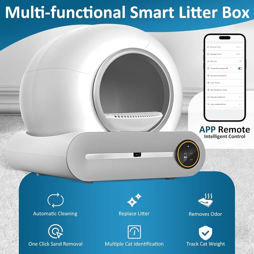 Smart Automatic Cat Litter Box with APP Remote Control | Self-Cleaning Multi-Cat Litter Box product image 2