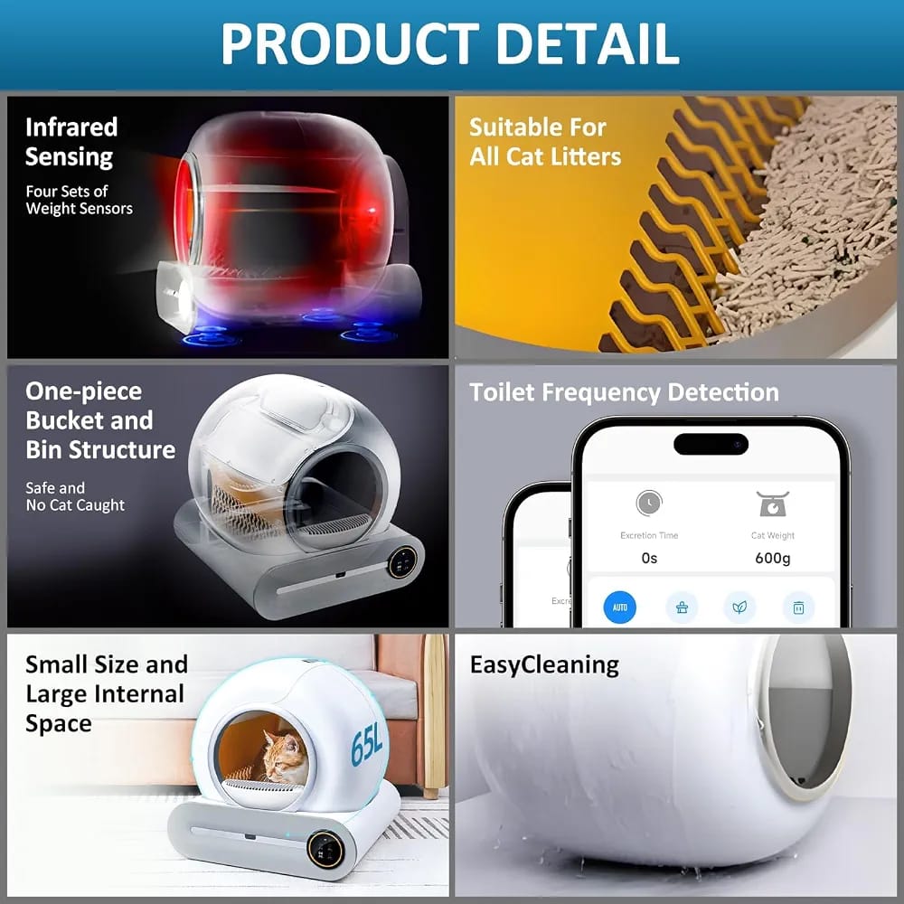 Smart Automatic Cat Litter Box with APP Remote Control | Self-Cleaning Multi-Cat Litter Box product image 4