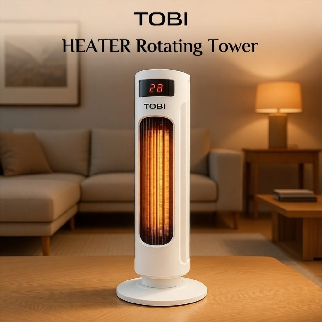 Tower space heater with oscillating function and safety protection