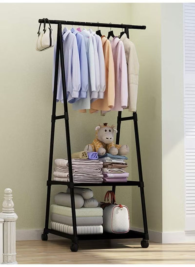 Multi purpose clothes rack with storage shelves