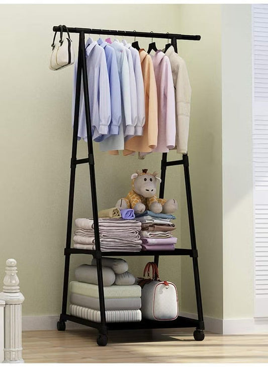 Multi purpose clothes rack with storage shelves