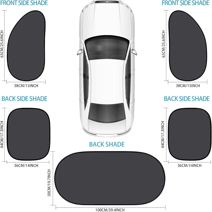 Universal 5-Piece Car Window Sun Shade Set – Foldable UV Protection Side & Rear Window Sunshades product image