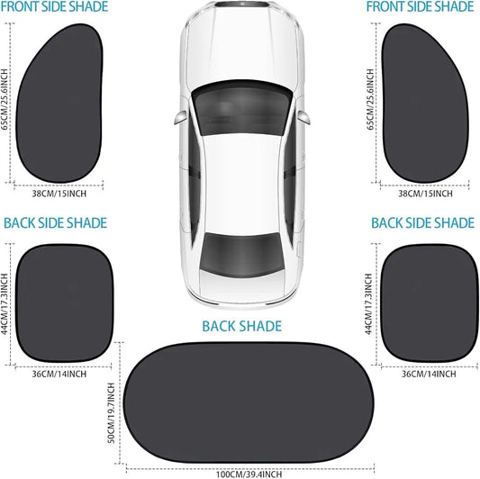 Universal 5-Piece Car Window Sun Shade Set – Foldable UV Protection Side & Rear Window Sunshades product image