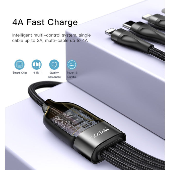 Yesido 4-in-1 Fast Charging Cable USB Multi Charger Cord for iPhone, Type-C & Micro USB product image 5