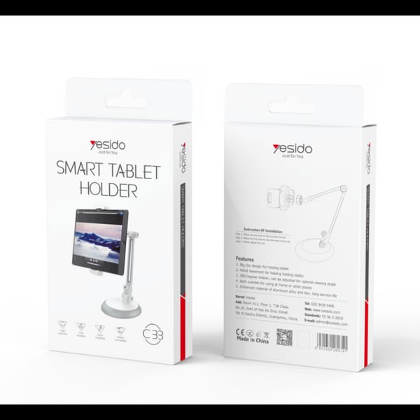 Yesido Adjustable Smart Tablet Holder Desk Stand for iPad & Tablets – 360° Rotating Aluminum Mount product image 2