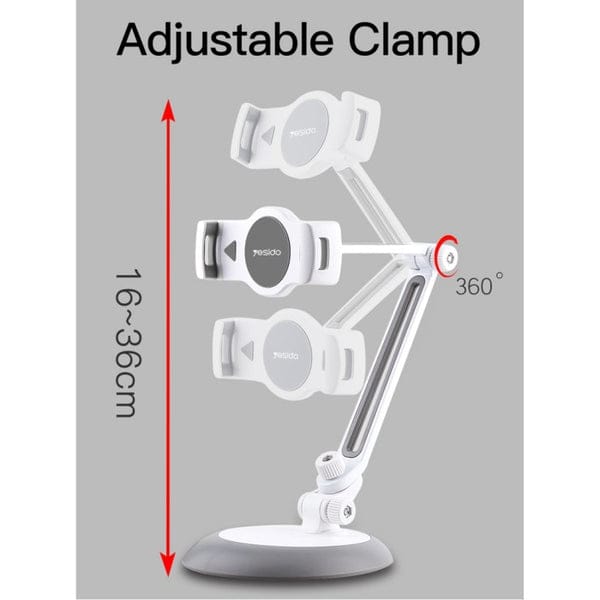 Yesido Adjustable Smart Tablet Holder Desk Stand for iPad & Tablets – 360° Rotating Aluminum Mount product image 3