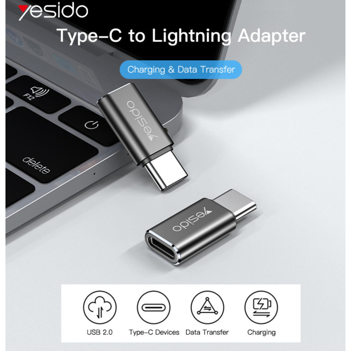 Yesido GS22 Lightning to USB-C Adapter – Fast Charging & Data Transfer Converter for iPhone & iPad product image 2