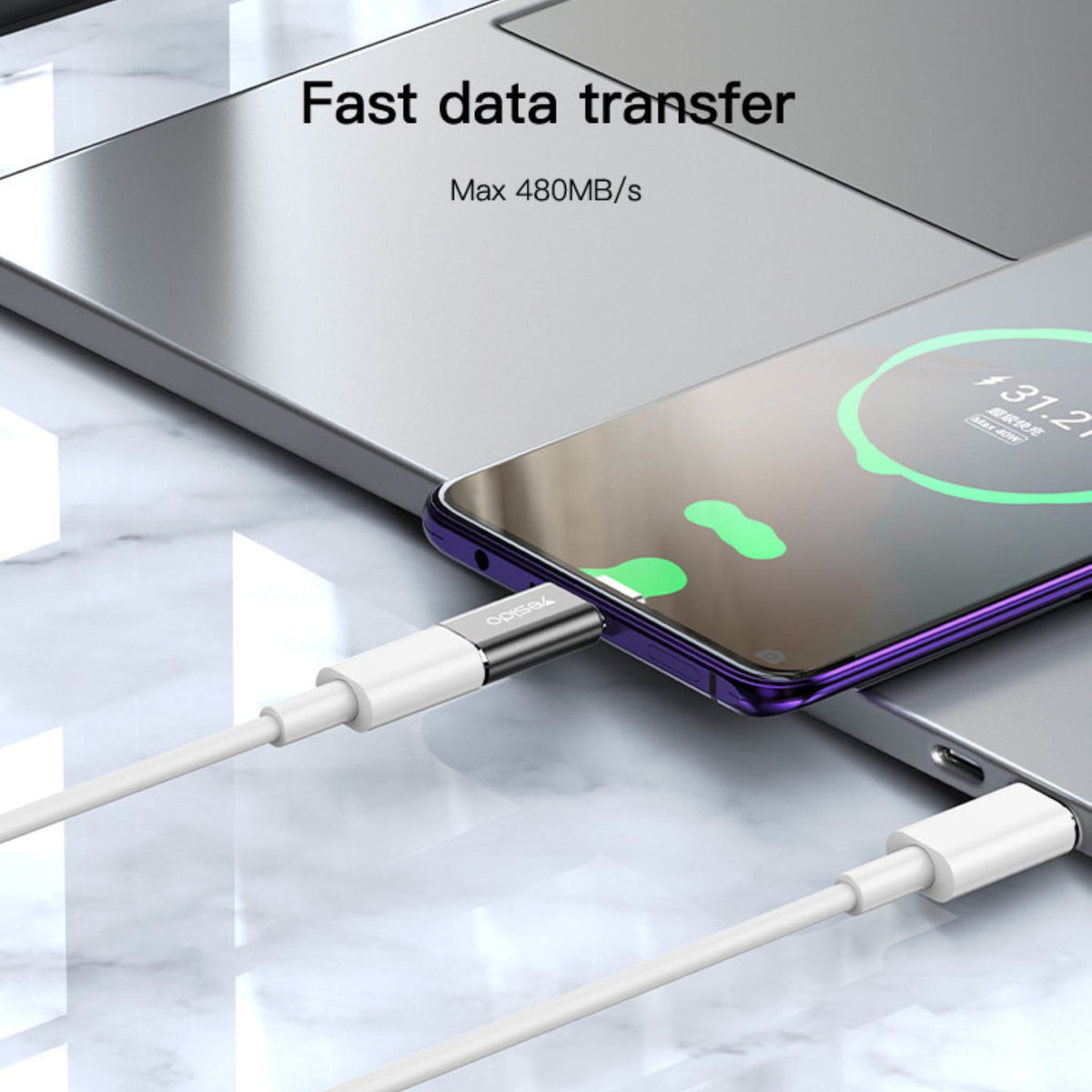 Yesido GS22 Lightning to USB-C Adapter – Fast Charging & Data Transfer Converter for iPhone & iPad product image 3
