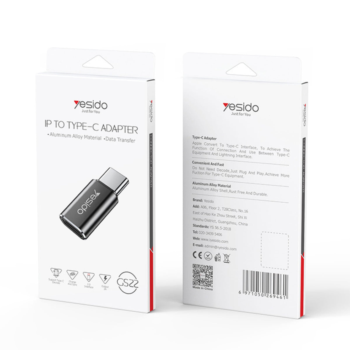 Yesido GS22 Lightning to USB-C Adapter – Fast Charging & Data Transfer Converter for iPhone & iPad product image 6