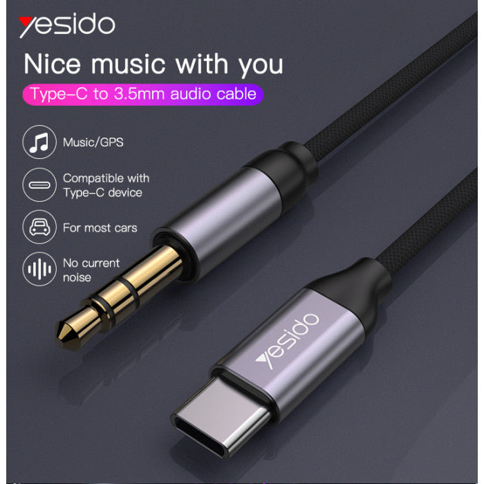 Yesido YAU20 USB-C to 3.5mm AUX Audio Adapter Cable – 100cm Type-C Headphone Jack Converter product image 4